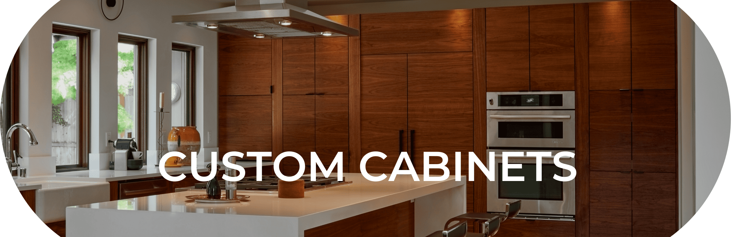 Greenhome Solutions - Custom Cabinets - Header Image that reads: Custom Cabinets